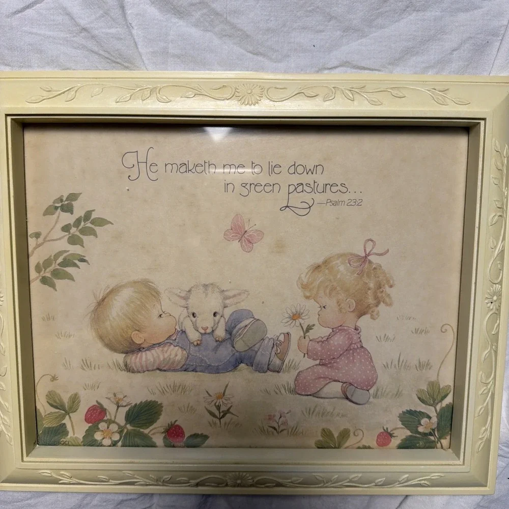 Vintage Set of 2 Homco DBGCI 1985 Nursery Art Psalms Hanging Art